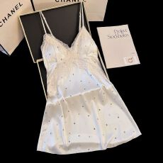 批发<b class='q'>夏</b>季蕾丝吊带女士睡裙纯欲风家居服性感带胸垫冰丝百搭波点印花