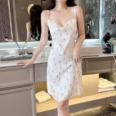 批发女士睡衣两件套睡裙+外袍<b class='q'>夏</b>天冰雪丝碎花印花蕾丝边薄款清凉甜美