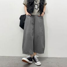 批发实拍新款夏季薄款阔腿八分裤<b class='q'>男士</b>2026宽松复古美式纯棉<b class='q'>休闲裤</b>子