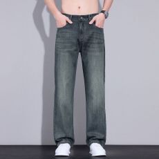 批发实拍<b class='q'>夏</b>季新款莱赛尔天丝牛仔裤男宽松百搭凉感轻薄休闲裤
