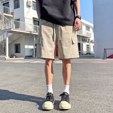 批发2026夏季新款薄款纯棉凉感五分裤男宽松休闲松紧腰港风短裤
