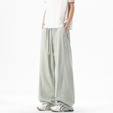 批发2026年夏季新款莱赛尔亚麻裤子男<b class='q'>春</b>夏薄款宽松直筒拼接亚麻休闲裤