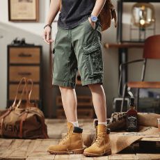 批发美式重磅工装五分裤男士宽松直筒大码中裤<b class='q'>夏</b>季薄款复古休闲短裤男