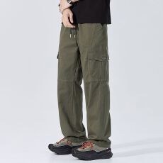 批发实拍2026年纯棉潮牌男<b class='q'>夏</b>季宽松直筒休闲长裤子