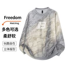 批发实拍2026秋季新款大码扎染字母印花长袖卫衣男宽松百搭上衣