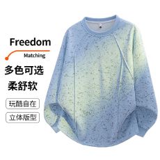 批发实拍2026秋季新款大码男卫衣立体压皱铆钉宽松斑点印花上衣