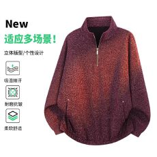 批发实拍2026秋季新款大码男老钱风立领卫衣半拉链宽松百搭上衣