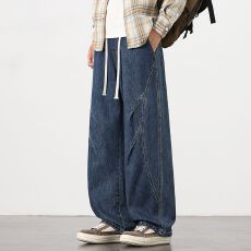 批发2026年新款秋冬季牛仔裤潮流宽松直筒休闲百搭长裤子