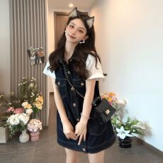 批发夏季小个子宽松休闲<b class='q'>百搭</b>背心裙女装女士韩版中长款短裙牛仔连衣裙