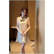 批发小香风通勤连衣裙女夏季无袖a字裙<b class='q'>中长款</b>收腰POLO翻领衬衫连衣裙