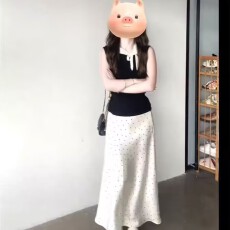 批发法式无袖背心连衣裙子女夏季2026新款气质穿搭高级感波点长裙<b class='q'>套装</b>