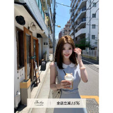 批发JMSHOP 温莎小姐 TR斜纹西装料娃娃领<b class='q'>连衣裙</b>女收腰显瘦无袖<b class='q'>背心裙</b>