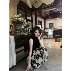 批发AWMUMU法式<b class='q'>名媛</b>风蓝色刺绣花朵半身裙女修身显瘦高腰蓬蓬裙短裙子