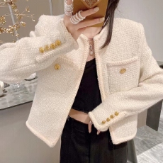 批发FFmiss◆白色编织粗花呢小个子短外套女秋冬小香风羊毛呢西装开衫