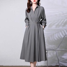 批发春秋<b class='q'>长袖</b><b class='q'>衬衫</b>连衣裙女2026新款名媛气质收腰显瘦高级感别致长裙子
