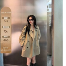 批发<b class='q'>夏</b>诗文 莱赛尔大翻驳领双排扣肩袢风衣女秋轻熟优雅风宽松微A外套