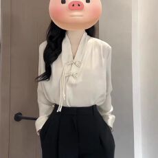 批发新中式国风盘扣<b class='q'>长袖</b><b class='q'>衬衫</b>女秋季新款设计感小众气质<b class='q'>衬衣</b>内搭上衣