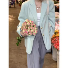 批发西装外套女薄荷绿2026新款<b class='q'>秋</b>季休闲小个子宽松高级感独特漂亮西装