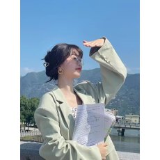 批发西装外套女时尚百搭休闲宽松薄荷绿<b class='q'>秋</b>装2026新款韩版小个子通勤