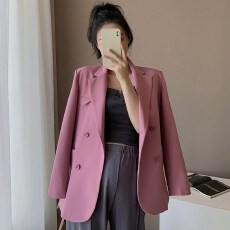 批发紫粉色西装外套女2026年春<b class='q'>秋</b>款高级垂感宽松气质小西装女士西服