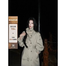 批发ICELOLLY安东尼长款立领风衣外套女2026秋新款高知老钱风大衣