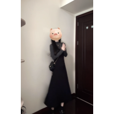 批发法式假两件半高领针织连衣裙女早秋2026新款显瘦气质长裙子
