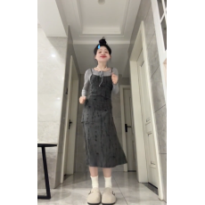 批发法式吊带连衣裙女2026秋冬新款气质穿搭一整套小个子韩风chic套装