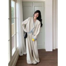 批发假两件西装阔腿裤套装女春秋2026新款两件套韩系休闲百搭ootd穿搭