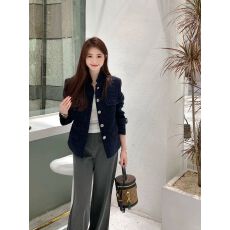 批发韩系藏青色小香风外套女秋冬2026新款高级感气质名媛<b class='q'>短款</b>上衣