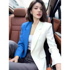 批发秋季独特漂亮气质名媛高级感小众设计炸街时尚超好看撞色西装<b class='q'>外套</b>