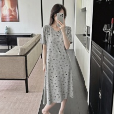 批发豆柠兔夏季新款莫代尔带胸垫韩版卡通<b class='q'>可爱</b>睡裙休闲女家居服