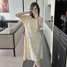 批发豆柠兔夏季新款莫代尔带胸垫韩版卡通<b class='q'>可爱</b>睡裙休闲女家居服