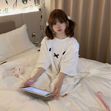 批发【豆柠兔】大量现货<b class='q'>纯棉</b>甜美可爱卡通米菲<b class='q'>睡裙</b>女夏季新款大码<b class='q'>睡裙</b>