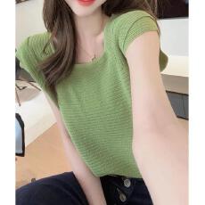 批发2026夏季爆款短款宽松洋气短袖法式<b class='q'>针织衫</b>冰丝小众<b class='q'>镂空</b>外穿遮肉薄