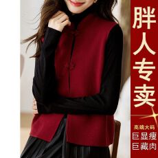 批发薄荷曼波早<b class='q'>秋</b>盘扣开衫马甲针织毛衣背心高端复古中式立领坎肩背心