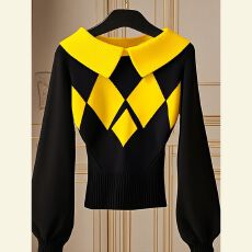 批发<b class='q'>秋</b>季韩系chic上衣高端欧货洋气独特别致小众慵懒风黑色菱格针织衫