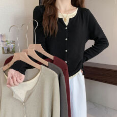 批发【厂家直销】2026<b class='q'>秋</b>季假两件女薄款抽绳打底针织衫女内搭上衣春<b class='q'>秋</b>