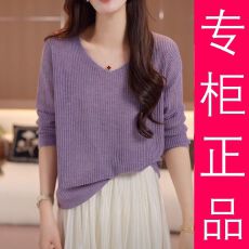 批发<b class='q'>秋</b>季新款韩系简约百搭宽松显瘦针织衫镂空长袖遮肉打底针织衫女