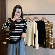 批发【80-200斤】<b class='q'>秋</b>冬圆领设计感针织衫洋气外穿内搭上衣宽松显瘦小衫