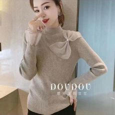 批发<b class='q'>欧洲</b>站 喇叭袖 名媛 秋冬新款 打底衫女秋冬针织衫套头半高领上衣