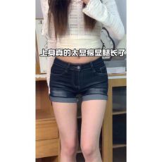 批发大码复古辣妹牛仔短裤女夏季新款胖mm美式卷边遮胯显瘦包臀热裤子