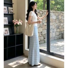 批发韩系温柔风蓝色碎花半身裙女白色T恤+蕾丝花边鱼尾<b class='q'>包臀</b><b class='q'>长裙</b>套装