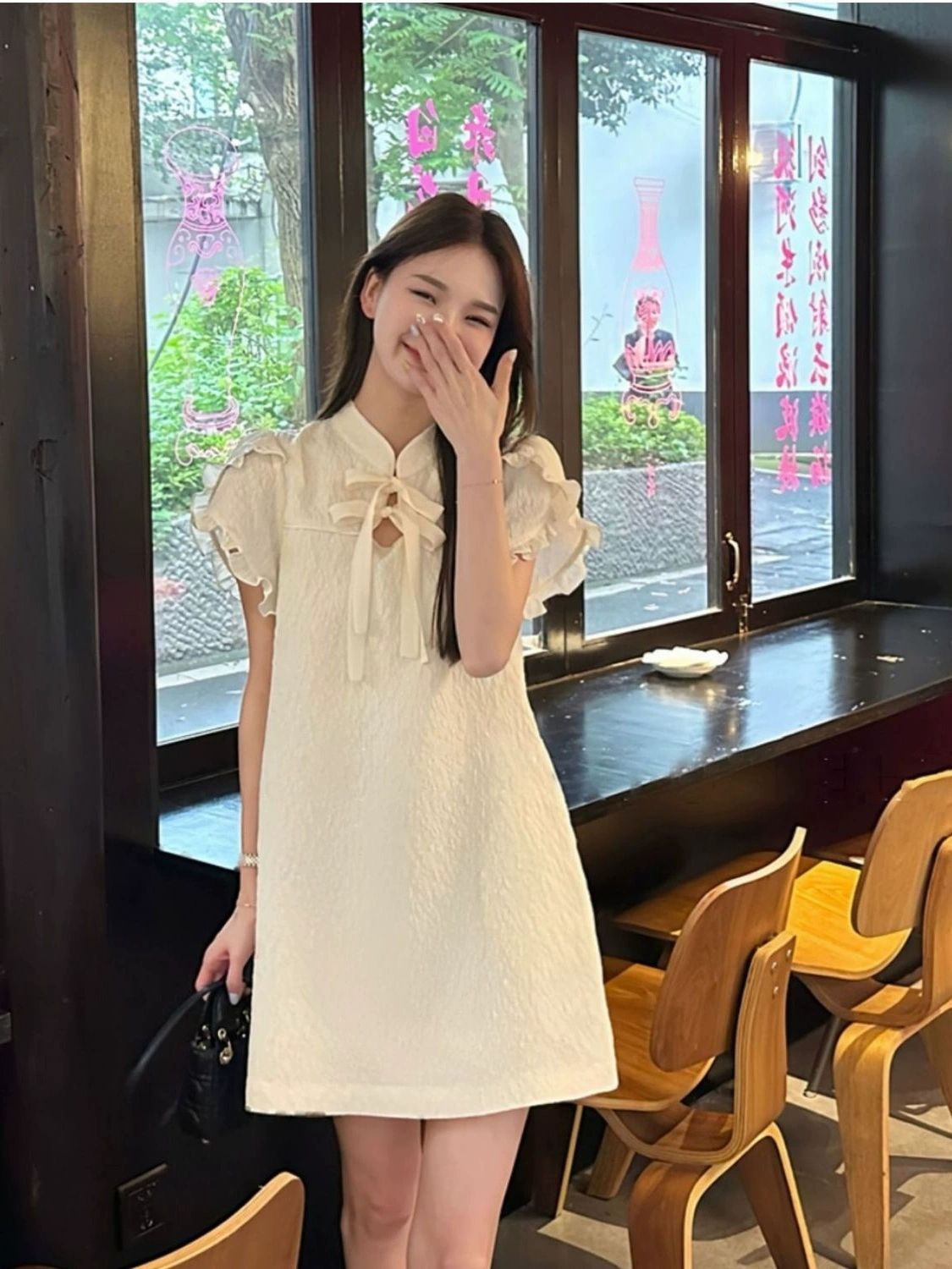 RY7487# 2026新中式立领短袖连衣裙女气质显瘦夏季中国风旗袍改良中长裙子