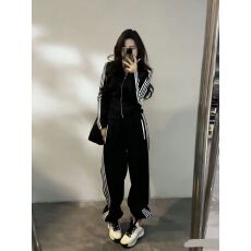 批发运动套装女<b class='q'>春</b>秋季立领卫衣阔腿裤休闲两件套