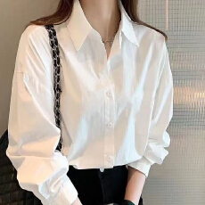 批发长袖新款<b class='q'>外套</b>衬衣百搭白色衬衫韩版宽松学生ins港风原宿复古上衣