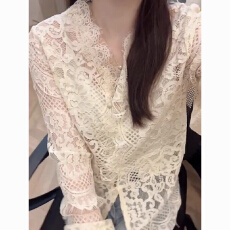 批发蕾丝小衫春秋季新款蕾丝打底自留款超好看时尚百搭网红洋气