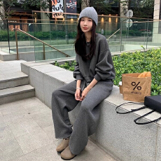 批发春秋季卫衣运动套装女宽松<b class='q'>显瘦</b>港风学生洋气减龄跑步服纯色两件套