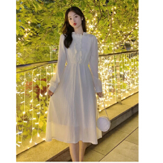 批发法式气质<b class='q'>连衣裙</b>子春秋冬季新款女士长袖小个子<b class='q'>高端</b>雪纺轻奢