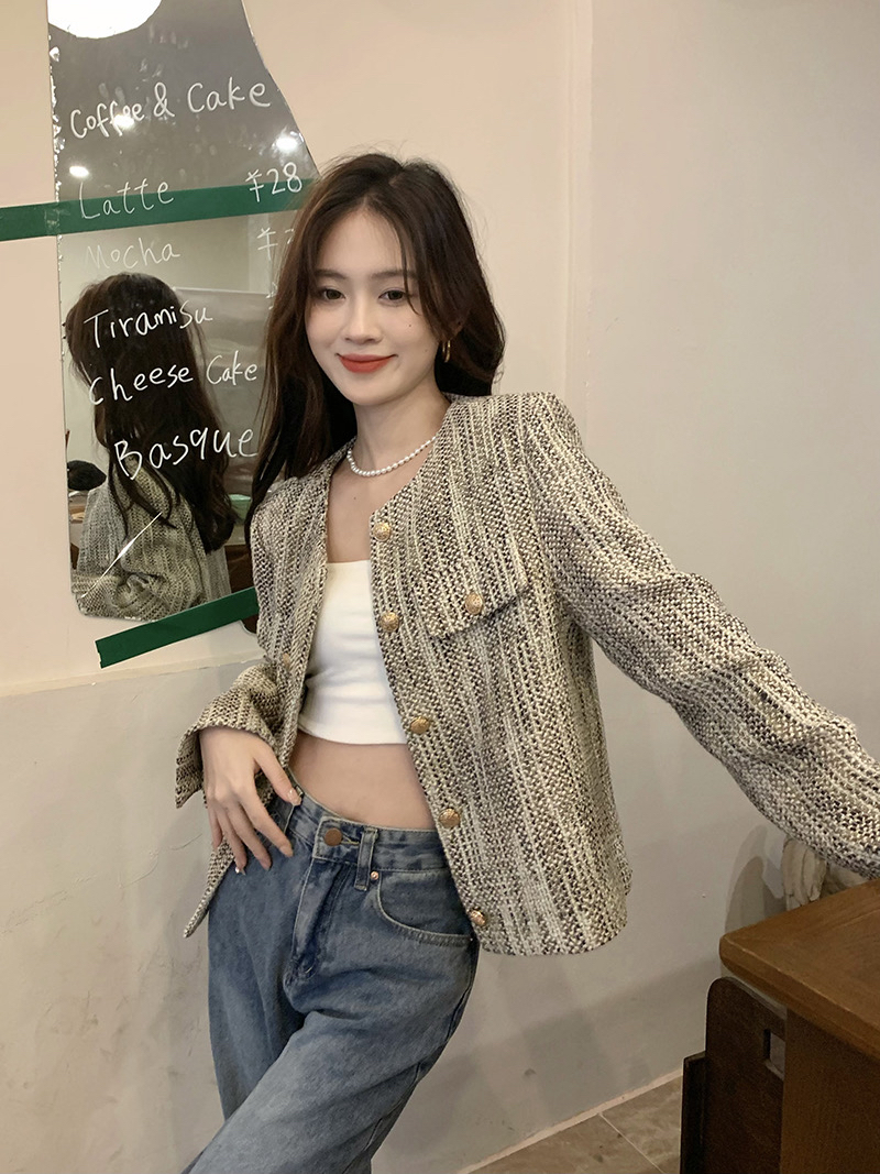 BY35137# 小香风短款长袖外套女装秋冬新款高级设计感洋气 服裝批發女裝批發服飾貨源