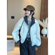 批发复古连帽压格拼接短外套女<b class='q'>欧洲站</b>2025秋装新款欧货时尚夹克上衣潮
